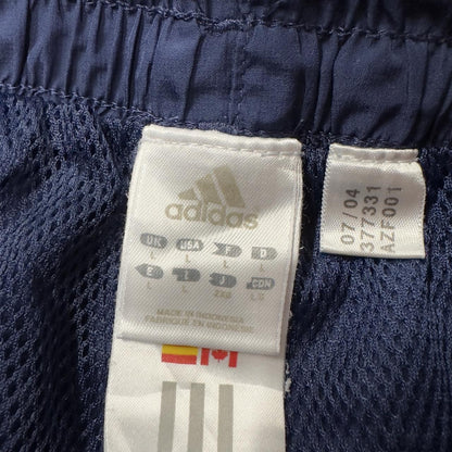 Y2K baggy Adidas tracksuit bottoms navy L Mesh lined side stripes embroidered logo track pants