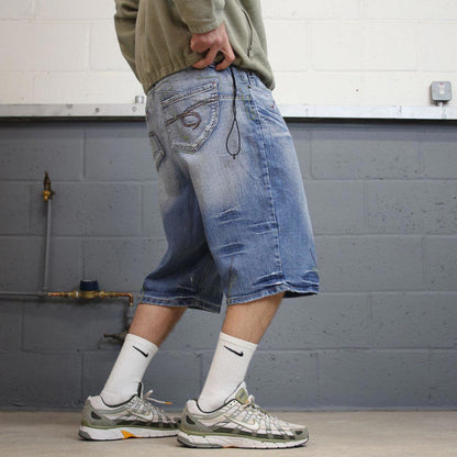 Y2k loose denim shorts skater style blue Denim Neeso Jeans summer festival jorts