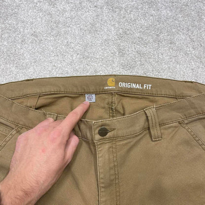 Carhartt carpenter jeans size 18 tan loose original fit canvasy 90s skater style work cargos