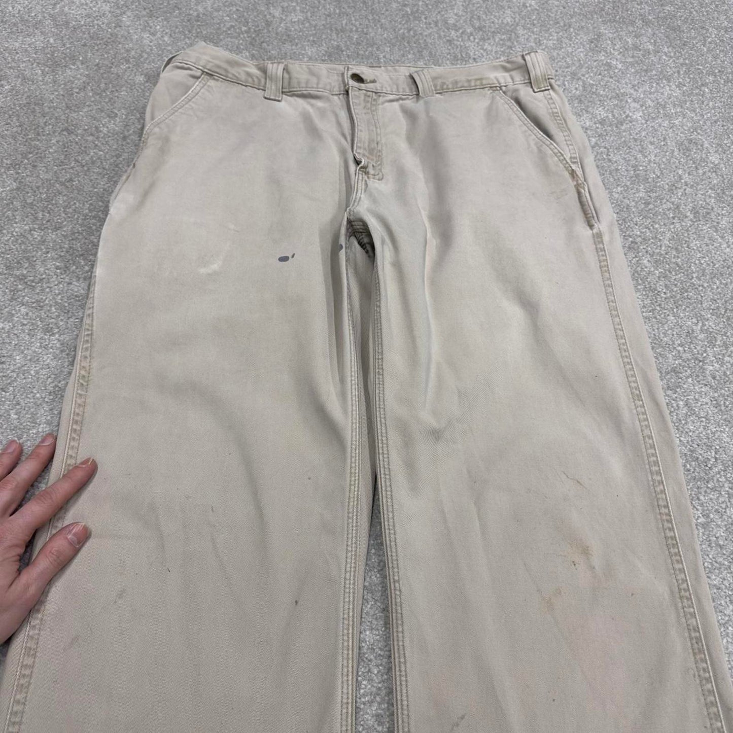Y2K vintage carhartt carpenter pants beige Relaxed fit canvasy skate style workwear cargo pants