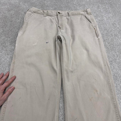Y2K vintage carhartt carpenter pants beige Relaxed fit canvasy skate style workwear cargo pants