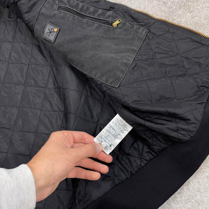 Black vintage Carhartt Hooded Gilet XL Tall thick canvas quilt lined body warmer