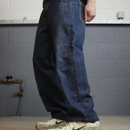 Y2K Sean John jeans straight leg W32L27 blue denim  Hip hop style denim skater pants