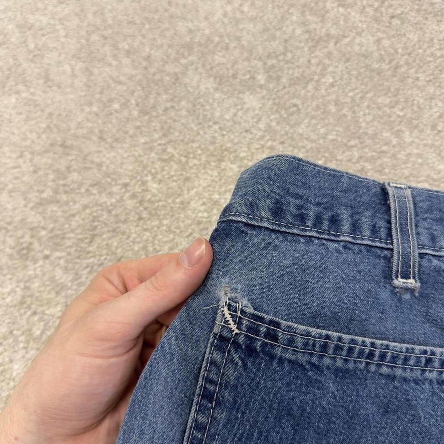 Carhartt carpenter denim shorts y2k faded blue Loose skater style work jorts
