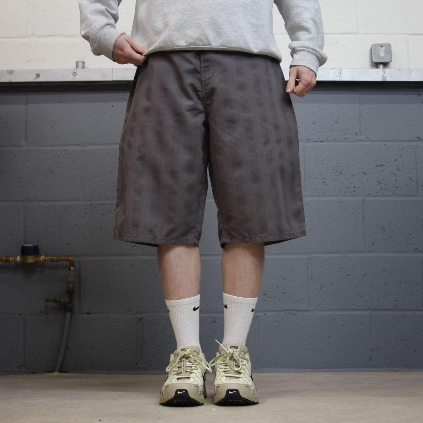 Dickies checkered baggy carpenter shorts grey Twill chino skater style shorts wide long leg