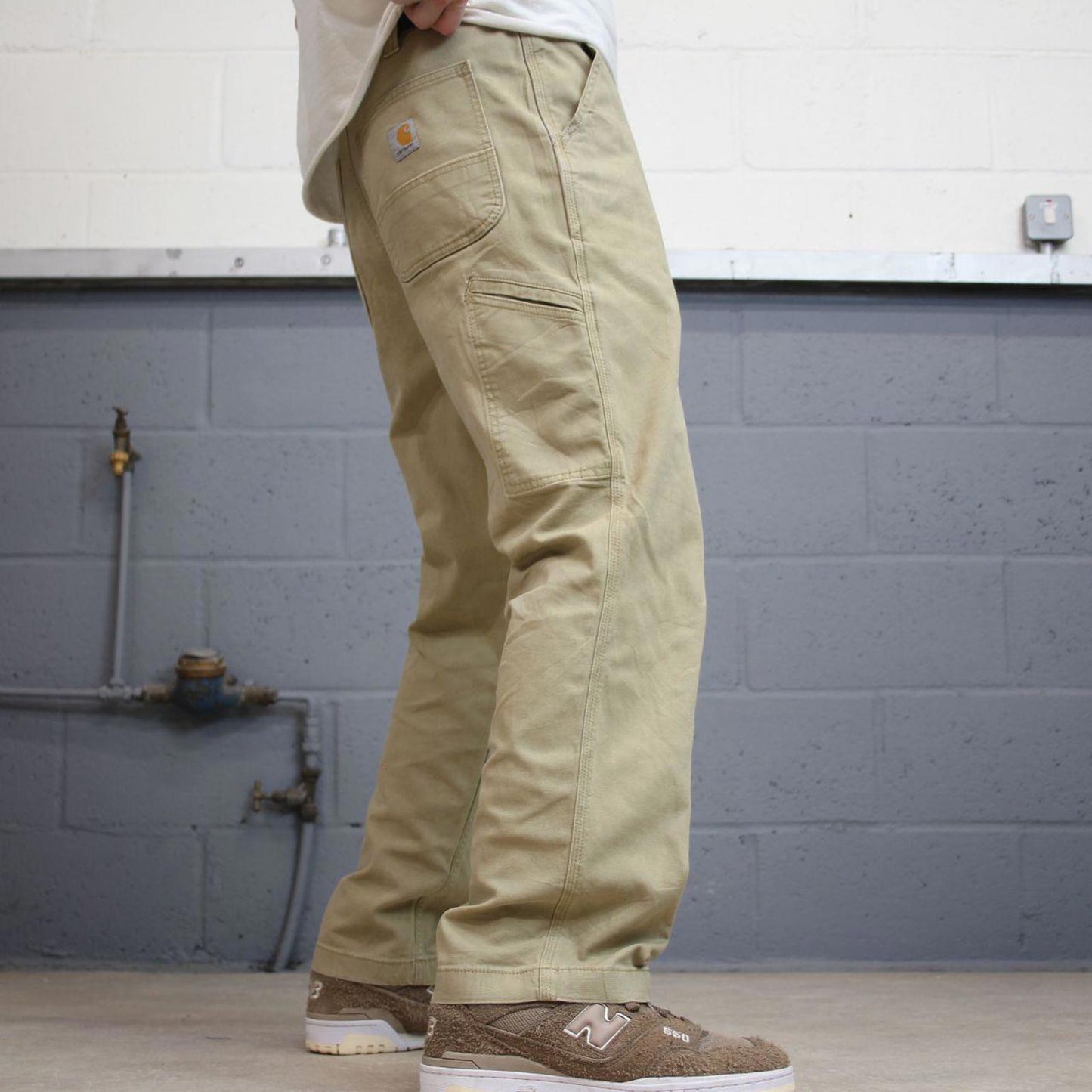 Mens Carhartt carpenter pants W36 L28 tan relaxed 90s style cargos