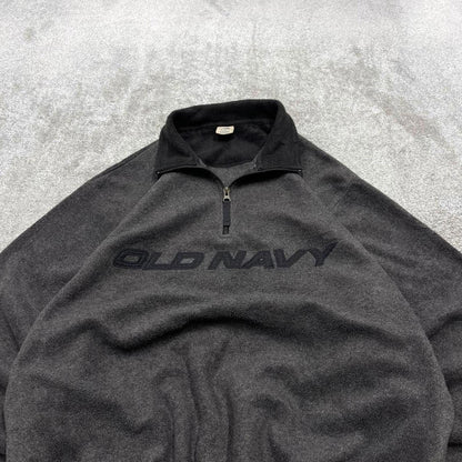 Vintage Y2K Old Navy technical fleece grey 1/4 zip up tech pull over embroidered autumn wear