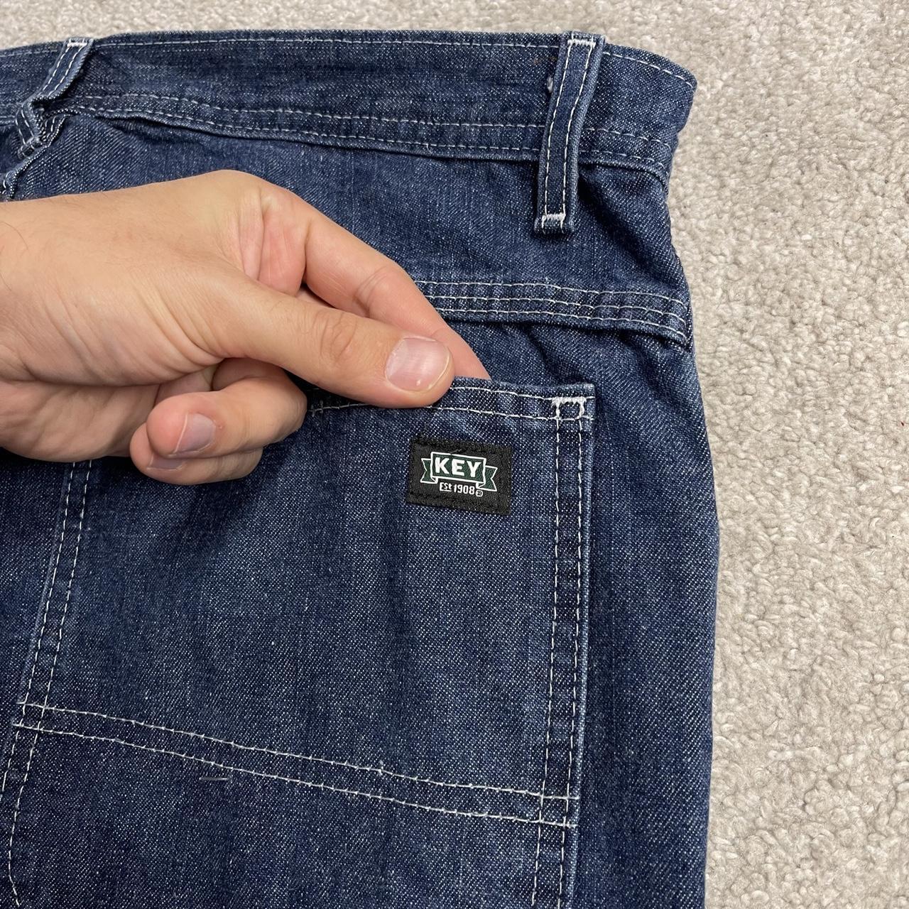Key Workwear carpenter jeans y2k W34L30 blue Skater style 100% cotton denim cargos