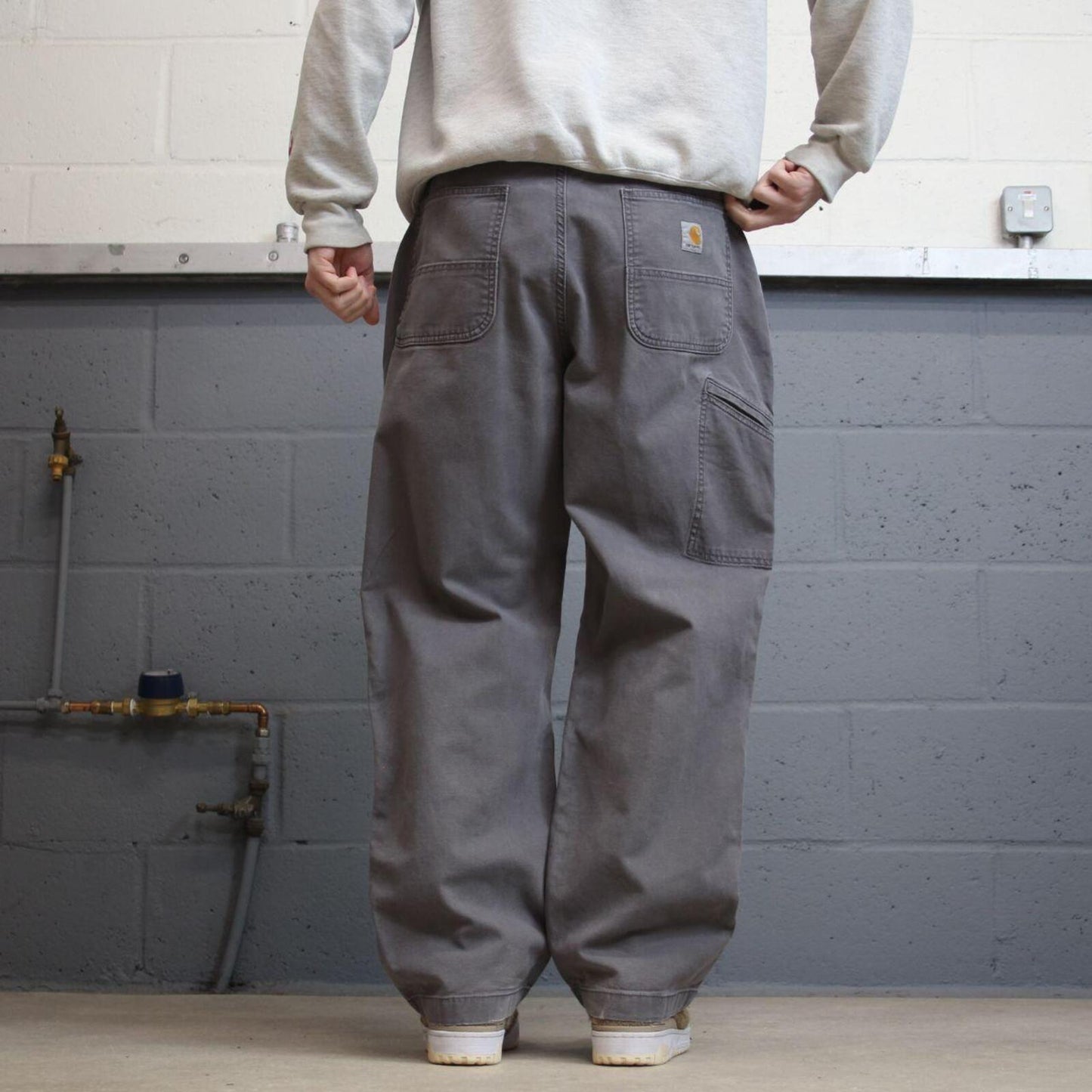 Carhartt carpenter jeans wide leg grey Loose relaxed fit skate style workwear cargo pants