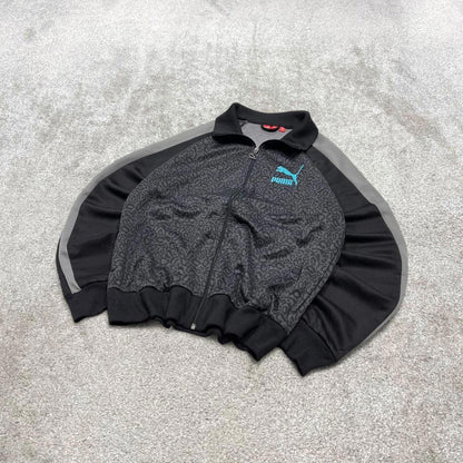 Y2k 00s Puma track jacket L men's grey black sports full zip track suit top sporty