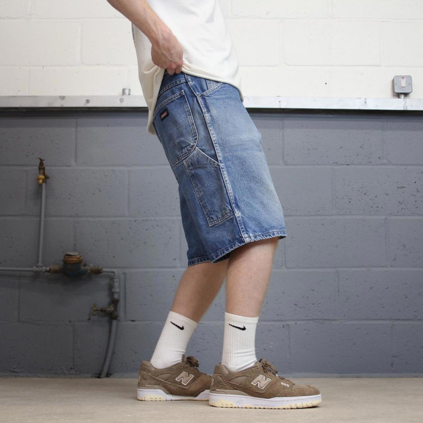 Dickies carpenter skate jorts W36 blue Loose relaxed fit denim cargo summer skate shorts