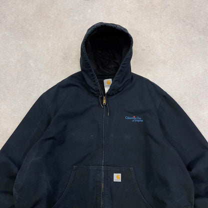 Black Carhartt hooded active jacket 3XL authentic skate style canvas active