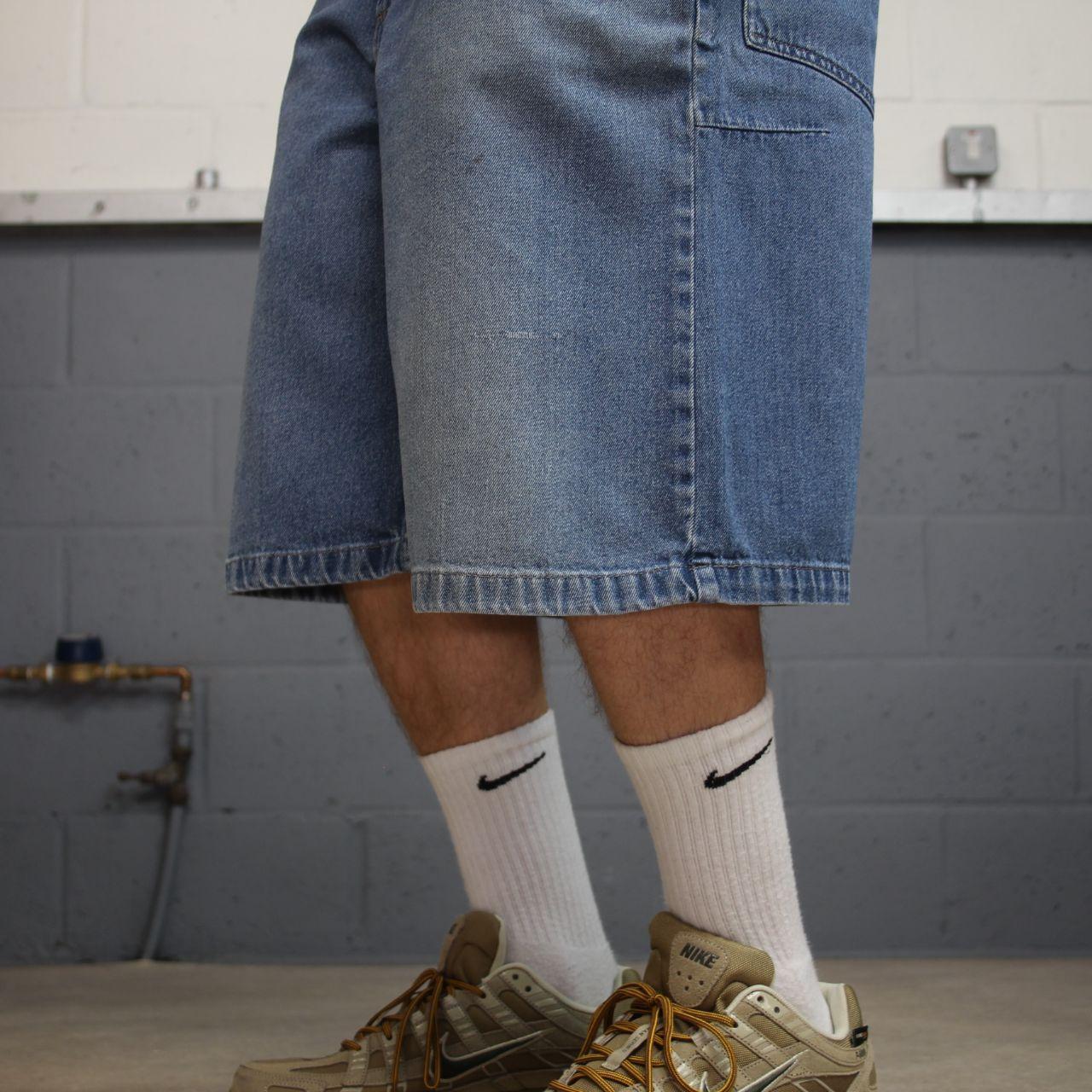 Loose baggy y2k denim shorts blue 96 North floaty skater surf style summer shorts
