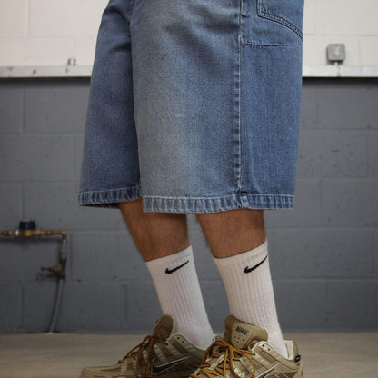 Loose baggy y2k denim shorts blue 96 North floaty skater surf style summer shorts