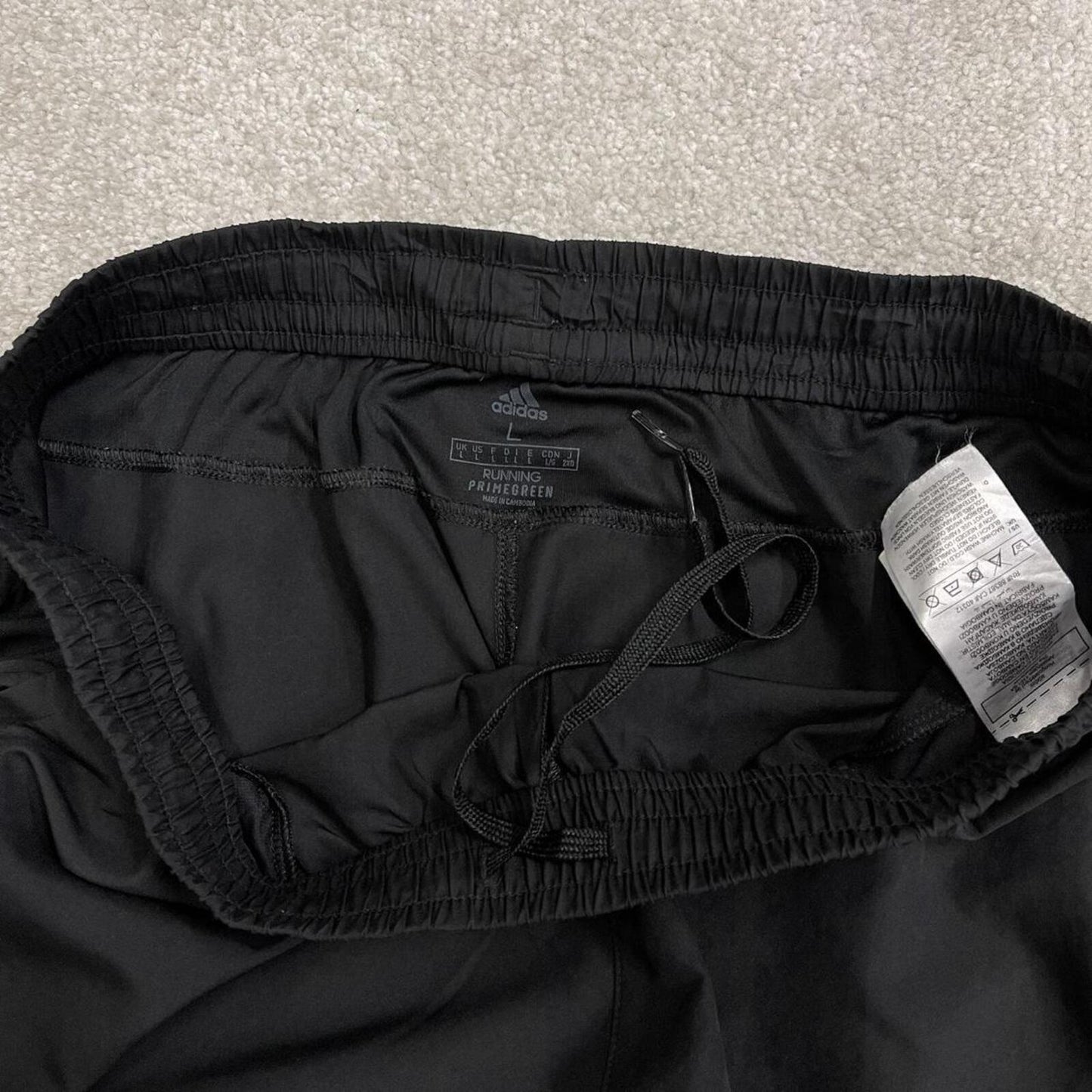 Y2k Adidas tracksuit bottoms black Lightweight drawstring track pants print logo and stripes
