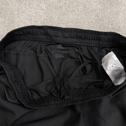 Y2k Adidas tracksuit bottoms black Lightweight drawstring track pants print logo and stripes
