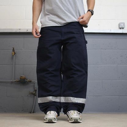 Baggy Carhartt carpenter jeans W38L34 navy loose 90s skater style canvas workwear cargos hi vis