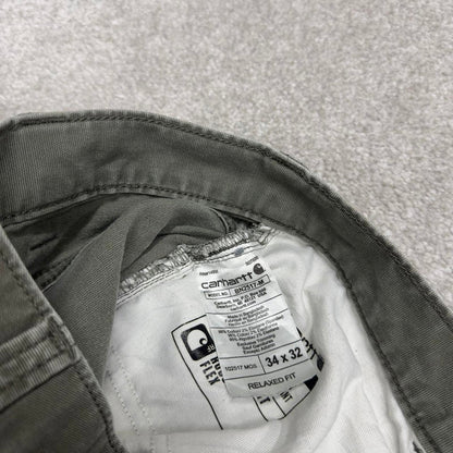 Vintage Y2K Carhartt carpenter jeans faded green Straight leg relaxed fit canvasy skate cargo pants