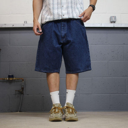 Wrangler baggy denim shorts blue Loose leg workwear skater style jorts