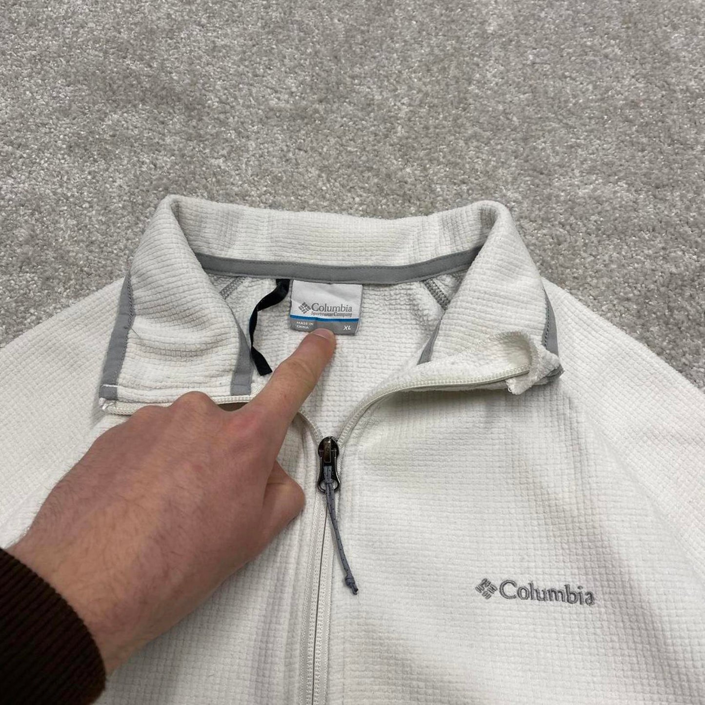00s Columbia technical fleece XL women's white y2k style full zip up autumn casual outdoors hiking