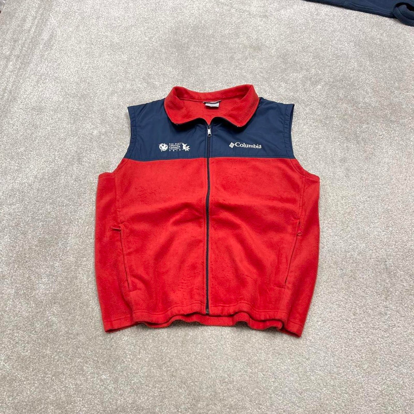 00s Columbia technical fleece gilet L men’s red full zip up autumn tech casual fall