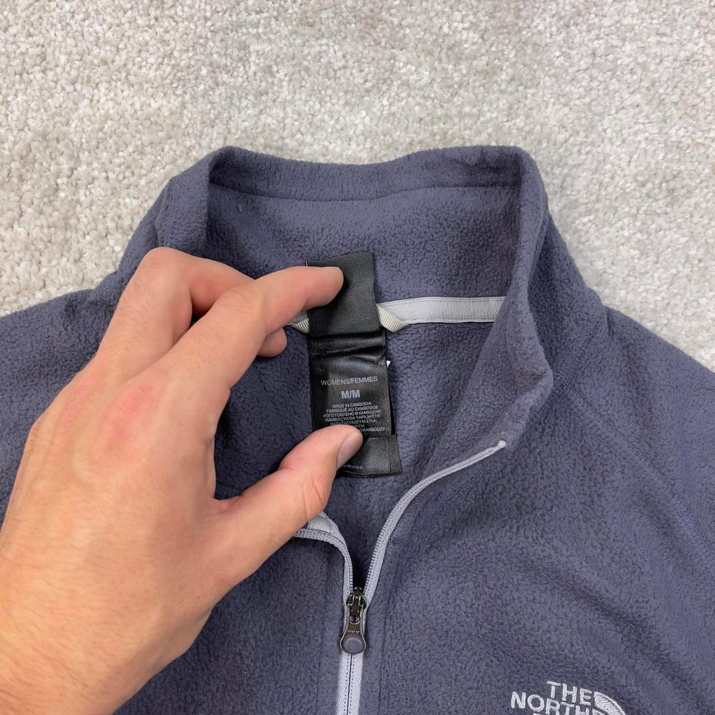 The North Face technical fleece Medium purple grey Women's 1/4 zip y2k style autumn