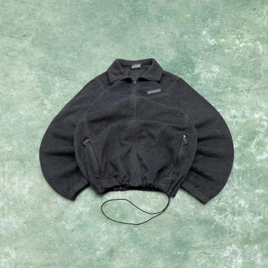 Y2K Columbia technical fleece boxy fit grey Embroidered logo adjustable waist autumn wear