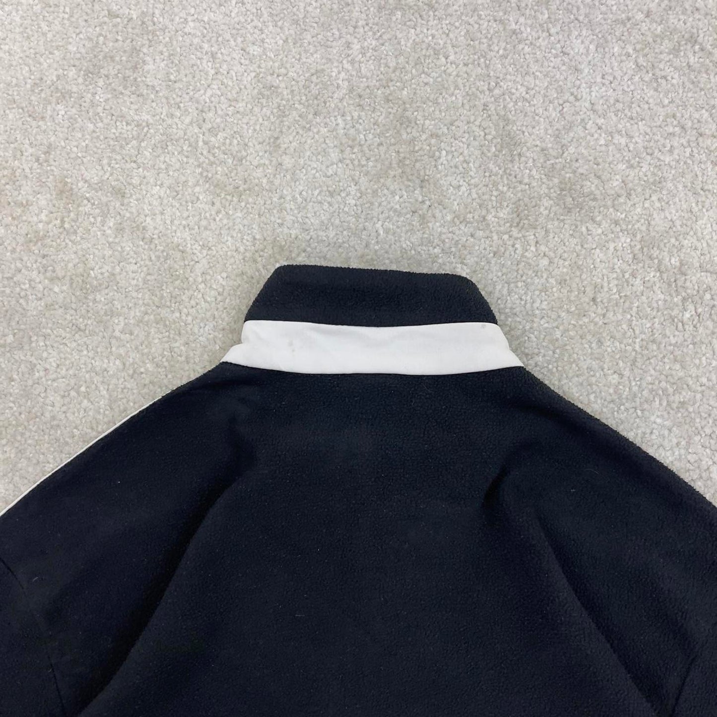 Black Adidas technical fleece Medium 1/4 zip pull over y2k autumn style lightweight zip up striped