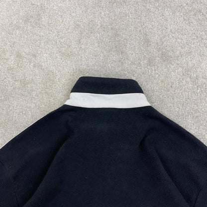 Black Adidas technical fleece Medium 1/4 zip pull over y2k autumn style lightweight zip up striped