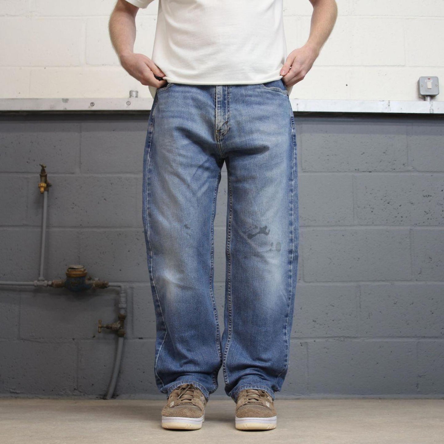 Levis 505 jeans casual streetwear W38L30 blue straight leg y2k style denim pants red tab logo skate