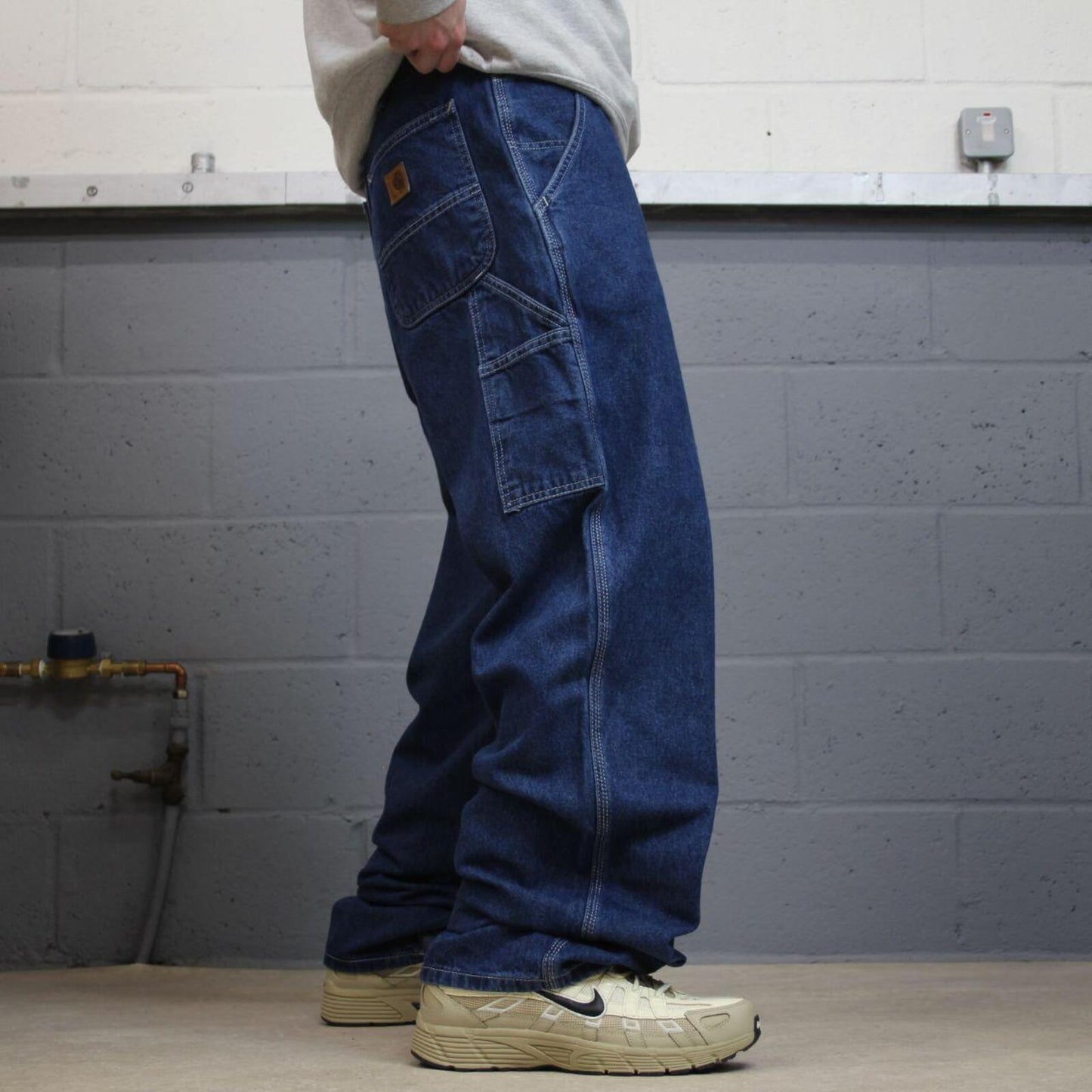 Carhartt baggy carpenter jeans denim blue Loose wide leg workwear skater pants