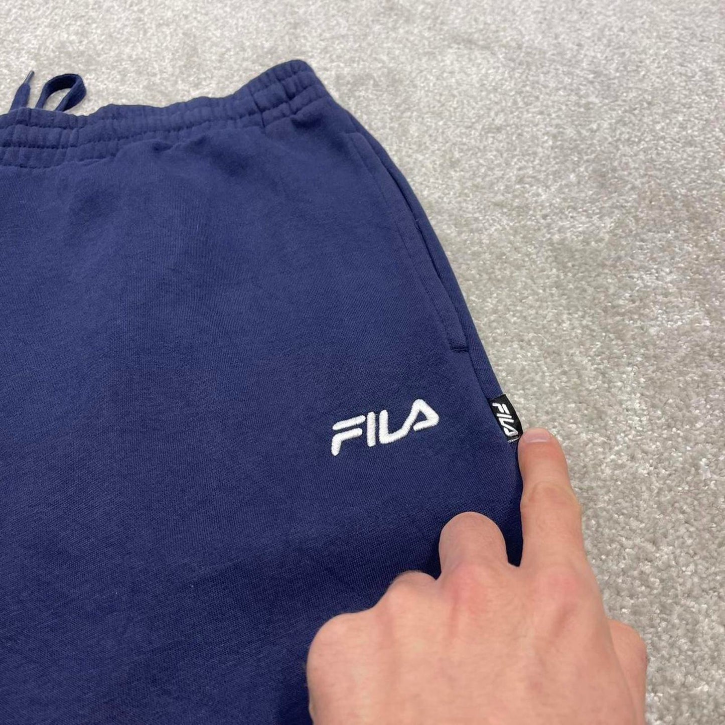 Y2k embroidered FILA sweatpants navy Loose joggers embroidered logo gym sweats
