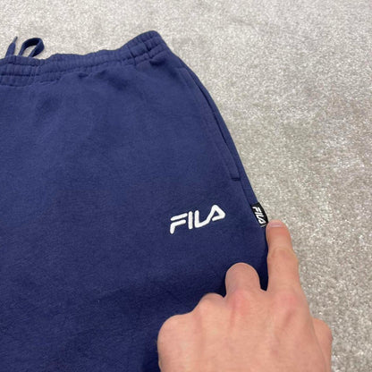 Y2k embroidered FILA sweatpants navy Loose joggers embroidered logo gym sweats