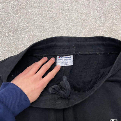Vintage y2k Champion sweatpants joggers black Loose leg embroidered drawstring track pants
