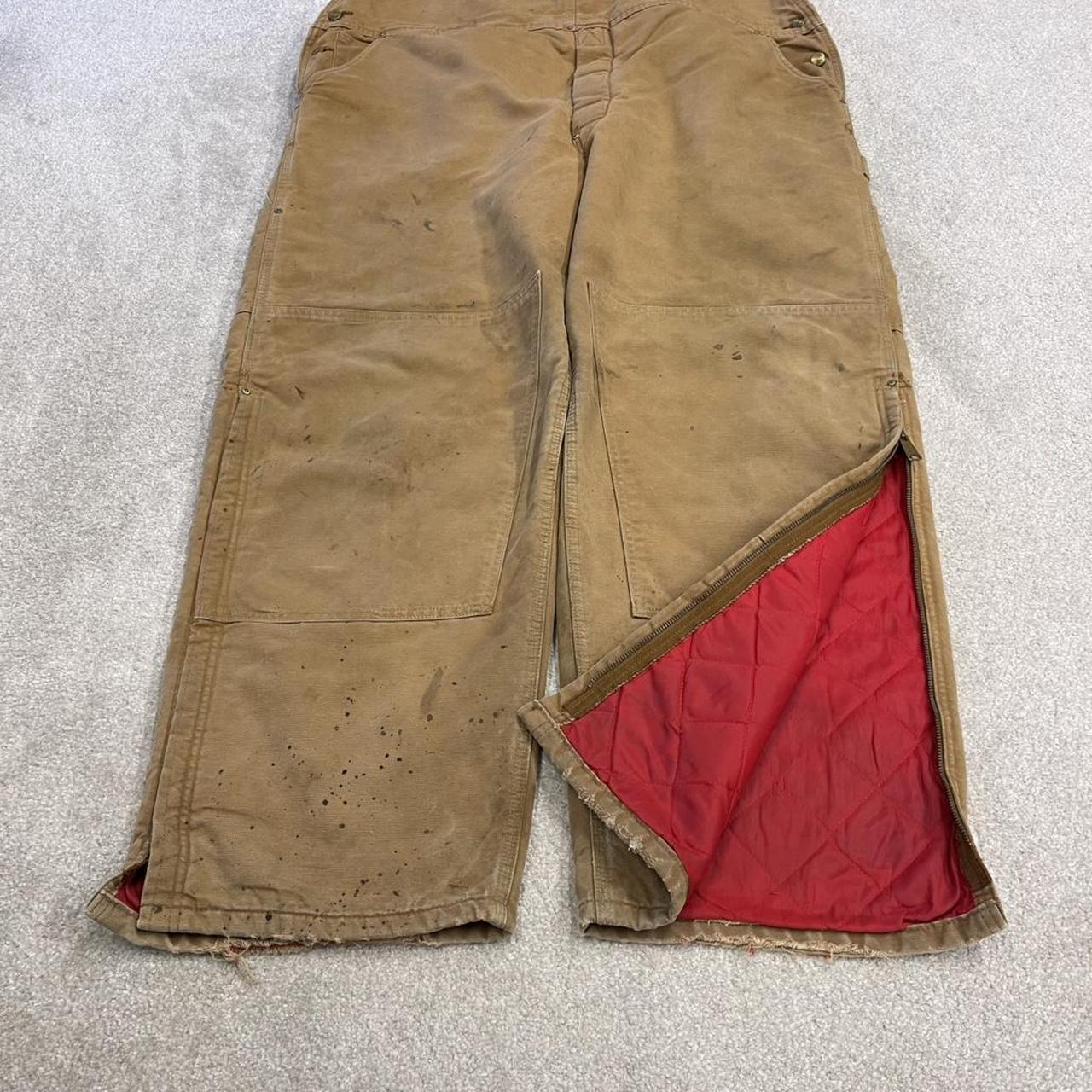Vintage Carhartt dungarees tan brown overalls Quilted bib & brace utility workwear