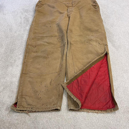 Vintage Carhartt dungarees tan brown overalls Quilted bib & brace utility workwear