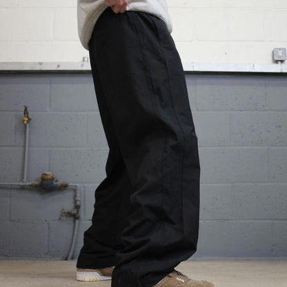 Baggy Nike Trackies L Black y2k 00s style wide leg joggers swoosh logo mesh lining