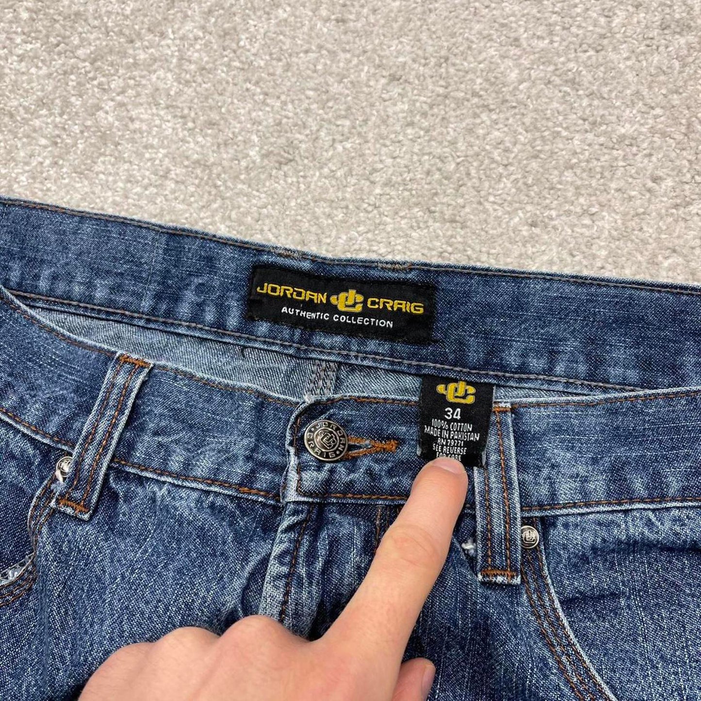 Y2k long baggy denim shorts skater style blue Jordan Craig wide leg summer festival jorts
