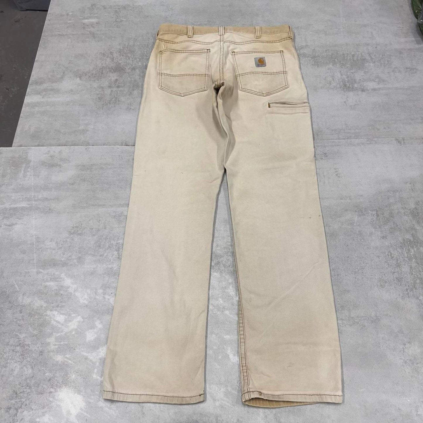 Mens Carhartt carpenter pants W33 L31 tan relaxed 90s style cargos