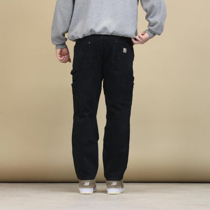 Black double knee Carhartt Carpenter pants size 14 straight fit cargo trousers