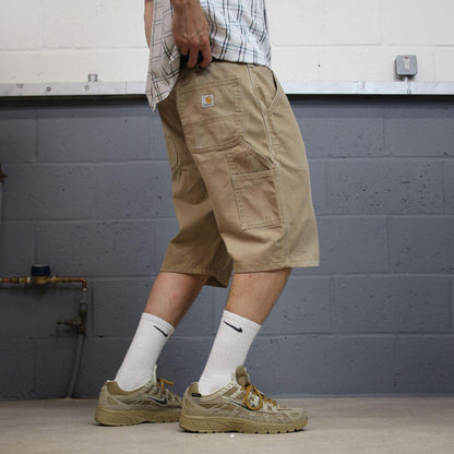 Carhartt carpenter shorts y2k tan Loose skater style canvas cargo work jorts