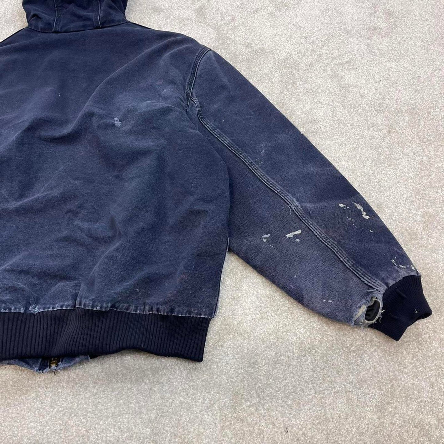 Vintage navy Carhartt hooded active jacket XL technical canvas 90s style skater bomber