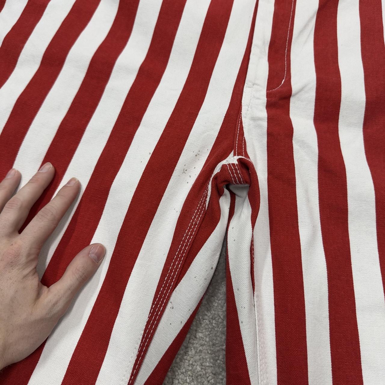 Vintage stripe baggy liberty dungarees 00s denim overalls red white USA perfect festival /skate wear