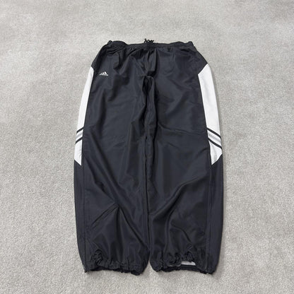 Y2K baggy Adidas tracksuit bottoms black 3XL Embroidered logo, pockets, drawstring waist
