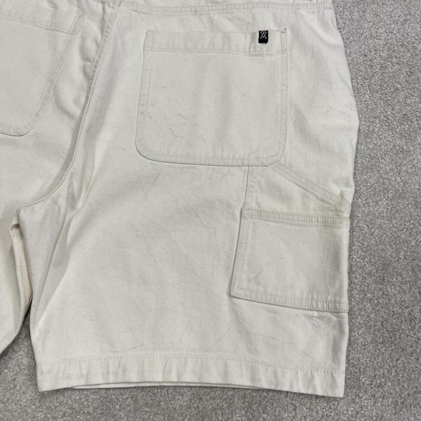 Baggy denim carpenter shorts cargo white Arsenic loose skater style jorts