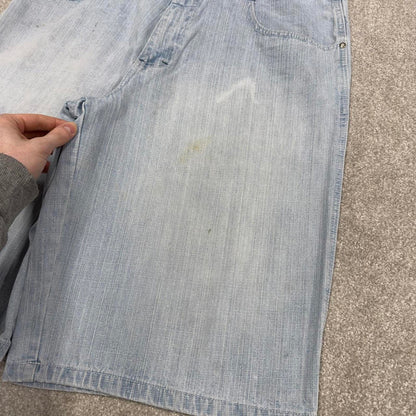 Y2k baggy Southpole shorts skater style blue Long wide leg denim summer festival shorts