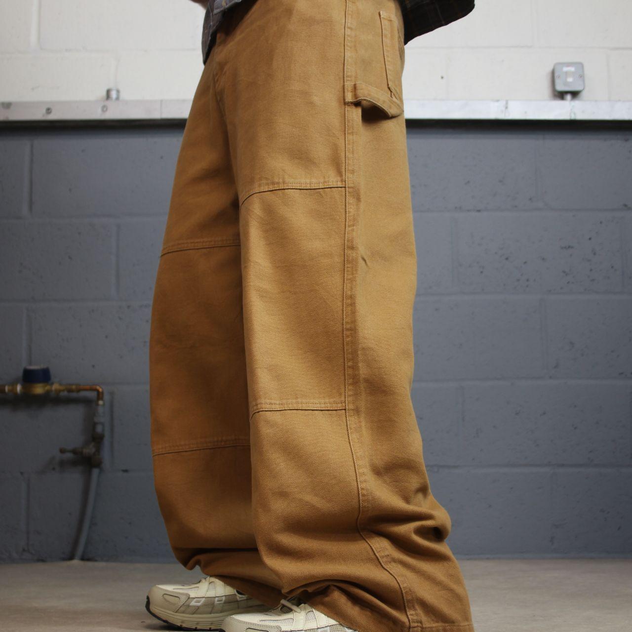 Baggy carpenter jeans wide leg y2k W34L31 tan brown No Boundaries wide leg surf skate style cargos