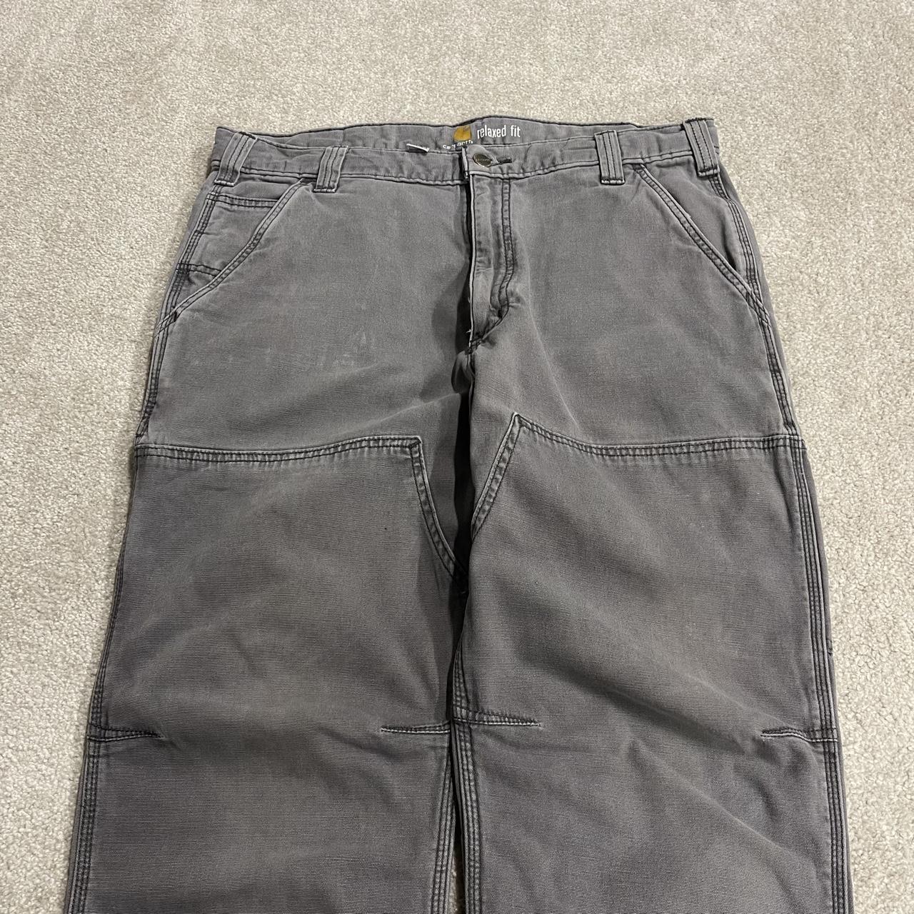Carhartt double knee cargo jeans grey W36L36 relaxed fit canvas workwear skater pants