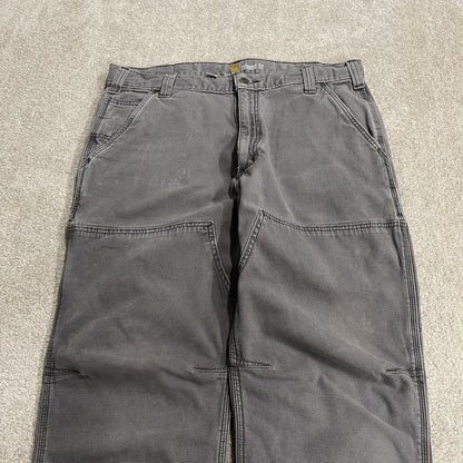 Carhartt double knee cargo jeans grey W36L36 relaxed fit canvas workwear skater pants