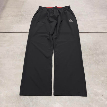 Black Reebok trackies XL Loose y2k shell suit sportswear tracksuit bottoms